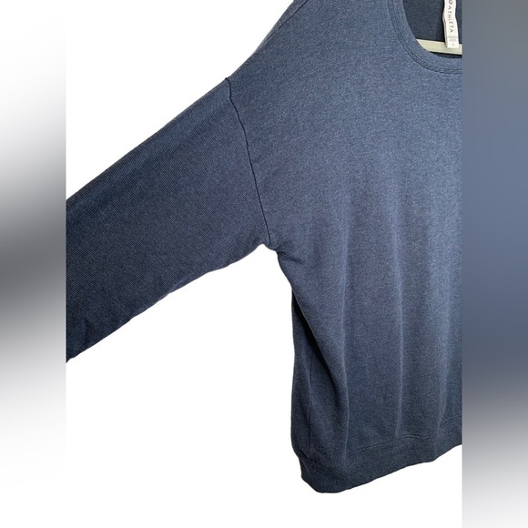 Athleta Studio to Street Printed Sweatshirt Stripe Navy Heather Large - Picture 3 of 9